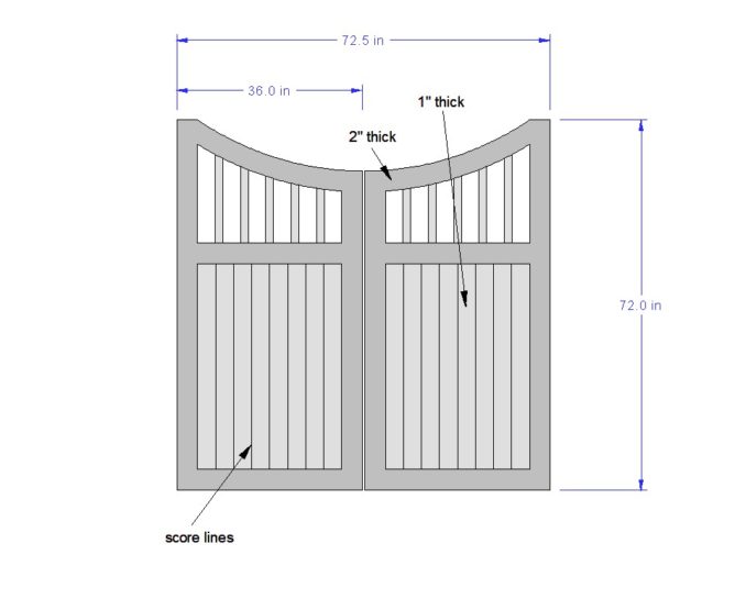 Burman Custom Double Gate, 2" x 72" tall x 72.5" Wide (Includes 1/2" Gap, Each Gate to be 36" Wide)