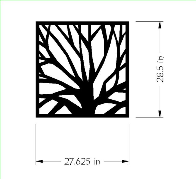 Mansfield Custom Door Insert, Black, 1/2" x 28.5" x 27.625"