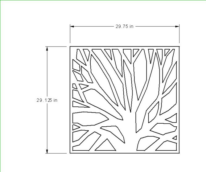 DeRyke Custom Branches Door Insert, 3/4" x 29.125" x 29.75"