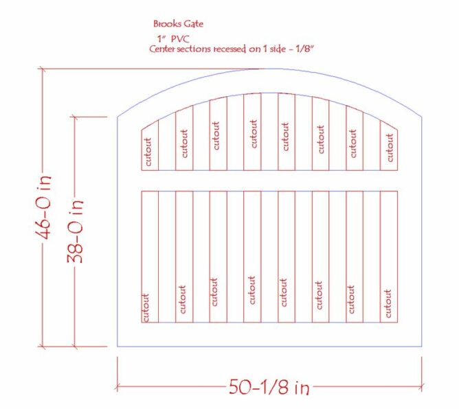 Brooks Job Custom Gate, 1" x 46" x 50.125", Recessed on One Side