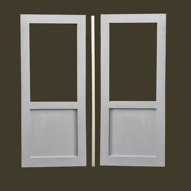 Miller Custom Double Door - Flat Panel - 59.5" wide x 95" tall w/ 39" midrail - Primed