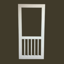 Overstocked Wood Spindle Style Single Screen Door, 39.625" wide, 84" tall with a 36" Midrail, Primed